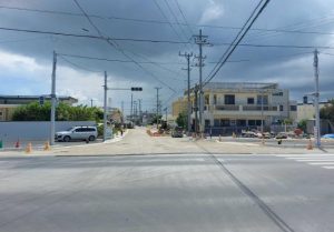 来年３月完成向け工事が急ピッチで進められている市道「松原１号線」