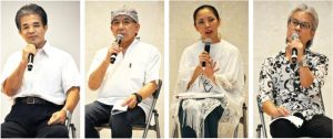 (左から)川満敏昭さん、永井則行さん、新城由喜恵さん、下地暁さん