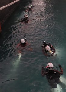 合同の潜水訓練が行われた＝19日、平良港