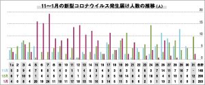 グラフ_新型コロナの11月~1月陽性者数推移