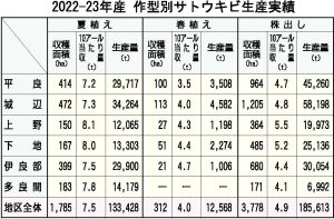2022-23年産作型別サトウキビ生産実績