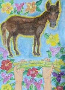 県知事賞に選ばれた「さとうきび好きな宮古馬」