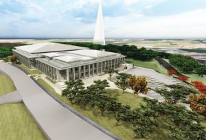 景観審議会で整備工事が承認された市総合体育館のイメージ図（市提供）