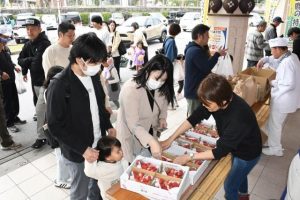 多くの市民らが足を運び好評となった「いちごフェア」＝７日、ドン・キホーテ宮古島店